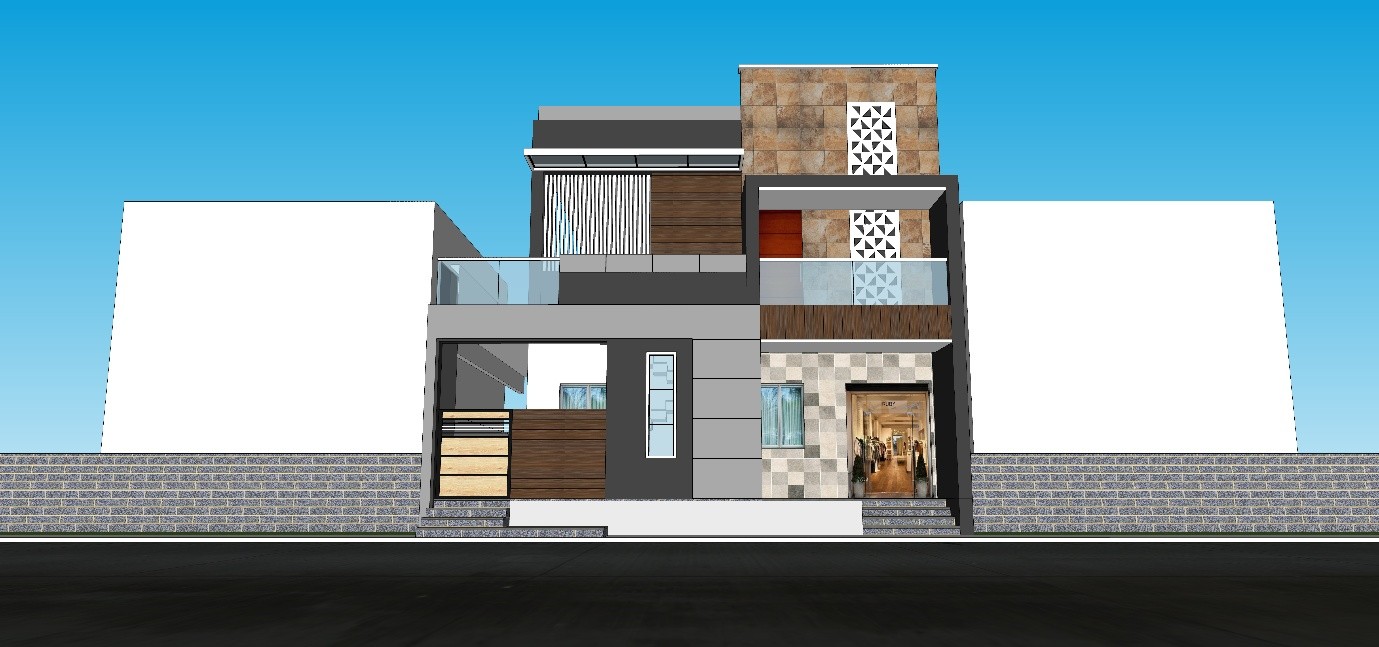 2BHK + Shop in GF and 1BHK in FF — Sri Manjunath Residence in Basapattanna, Gangavathi Tq, Koppal Dist. — by Basavashree Design & Constructions, Gangavathi.
